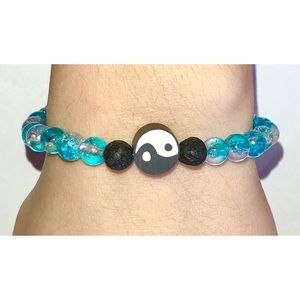 ✨💫🦋☯️🧚‍♀️Yin Yang Lava Blue Crackle Bracelet